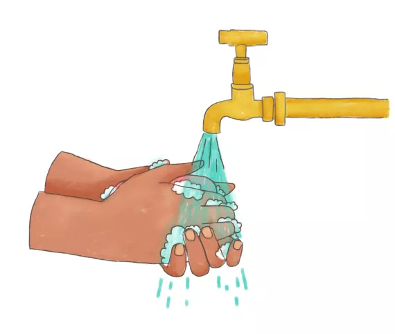 This image shows an illustration of hands washing
