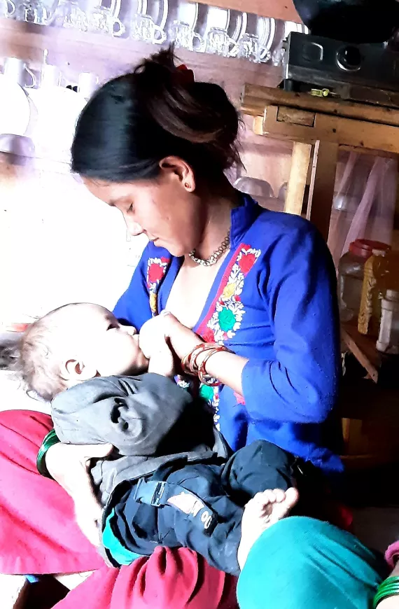 Dhandevi breastfeeding two-year-old Samikshya