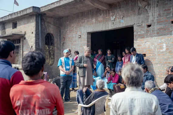 Awareness and information campaign in the Madhesi-Dalit community of Sukharampur in Krishnanagar Municipality, to bring out-of-school girls to the vaccination center at the local Madarsa, led by Maulana Mashood of Madarsha Arabia Talimul School, in Krishnanagar, Kapilvastu and supported by UNICEF Nepal.