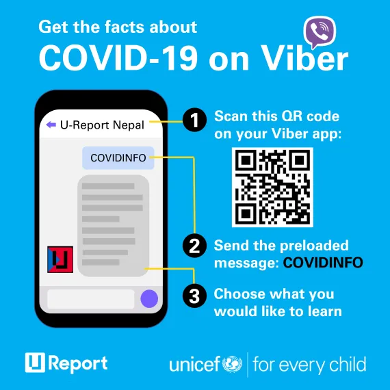 This image shows instructions to connect to U-Report on Viber