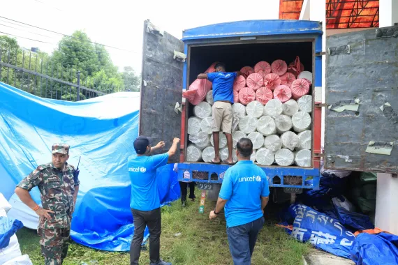 Relief trucks loaded with essential humanitarian supplies head to flood-affected areas.Relief trucks loaded with essential humanitarian supplies head to flood-affected areas.