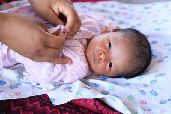 A closeup shot of Nanu Maya newborn son