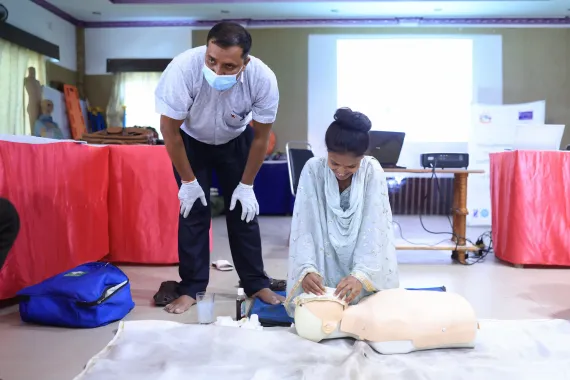 Community member participating in strengthening community preparedness through disaster preparedness and response training