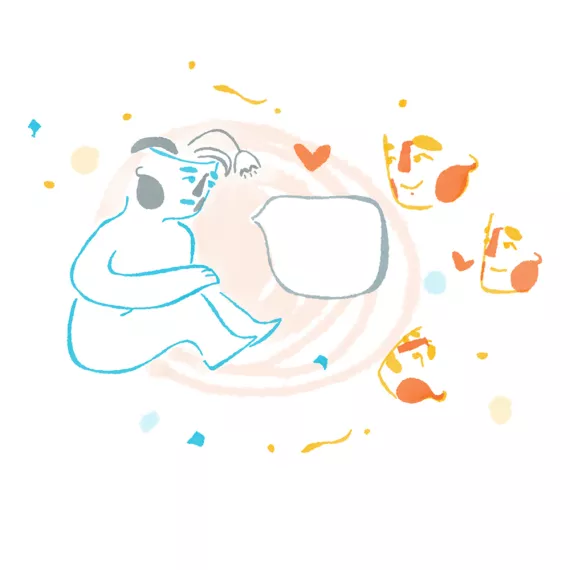 This image shows an illustration of someone asking for help