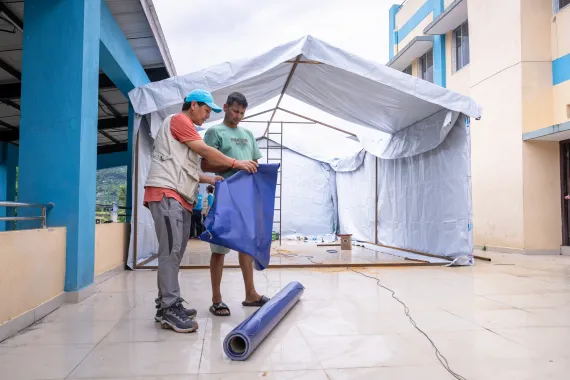UNICEF, together with partners and local authorities, has been establishing child-friendly spaces.