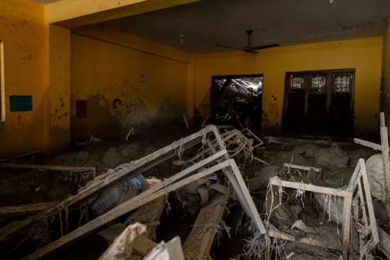 classroom destroyed by the flood