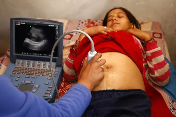 A pregnant woman gets a prenatal check
