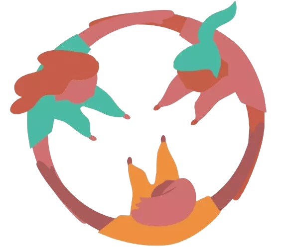 This image shows an illustration of three people surrounding each other