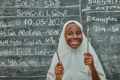 A girl in a classroom