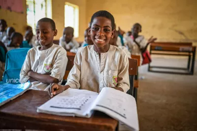 A male child smiling.