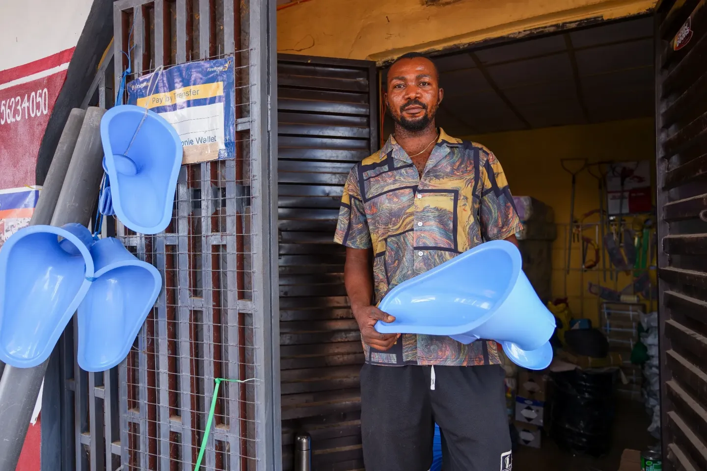 A toilet business owner in his shop