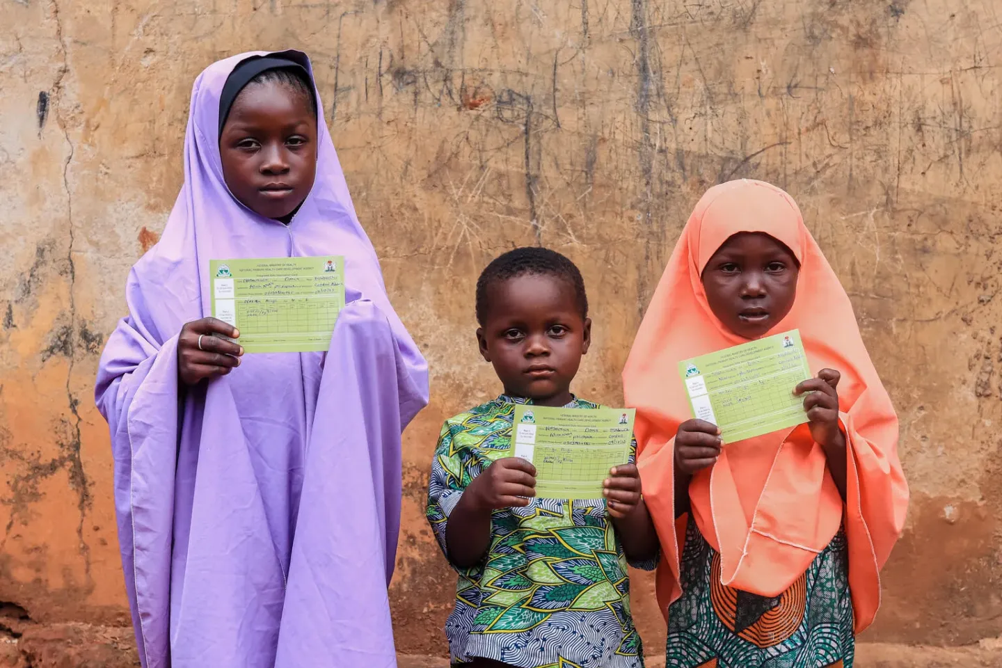 Napisa 9years,Hadiza 5year and Idan Aliyu 3years after receiving the measles-rubella integrated vaccine