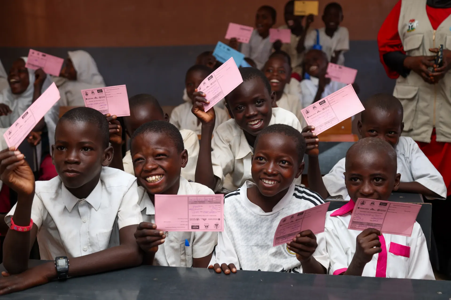 A group of pupils in class