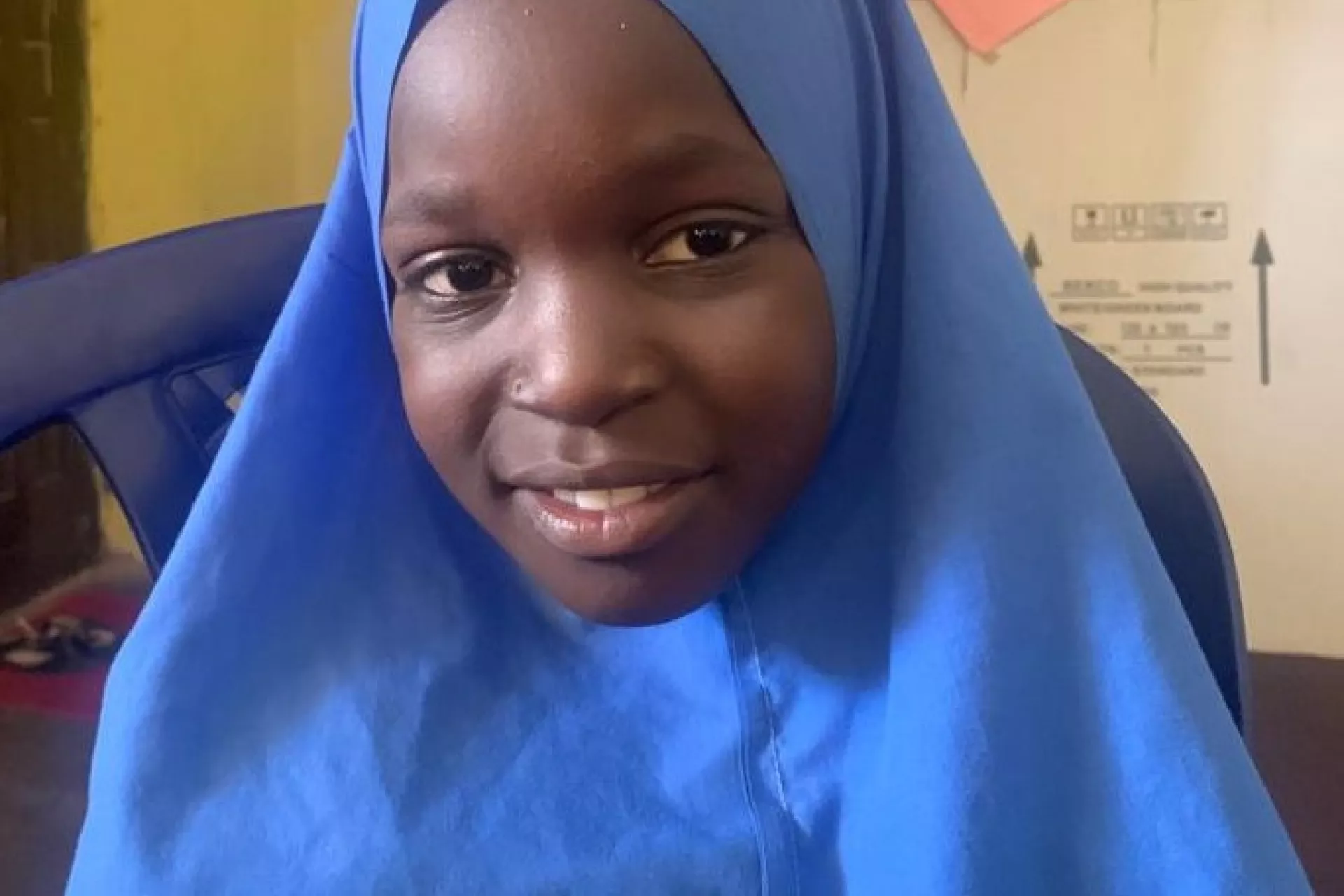 A girl smiling