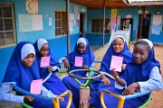 A group of girls playing