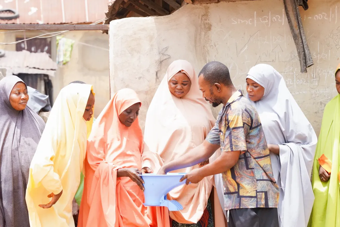 A man showing during a sensitization