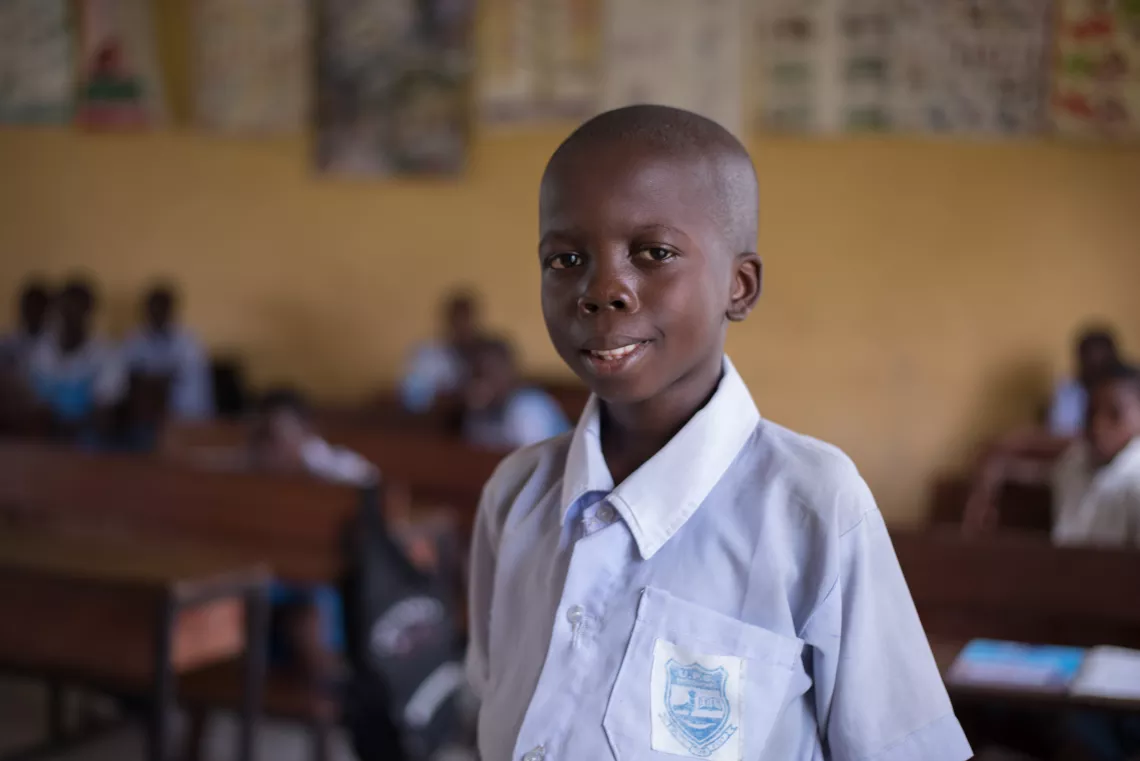 Schoolboy promoting handwashing