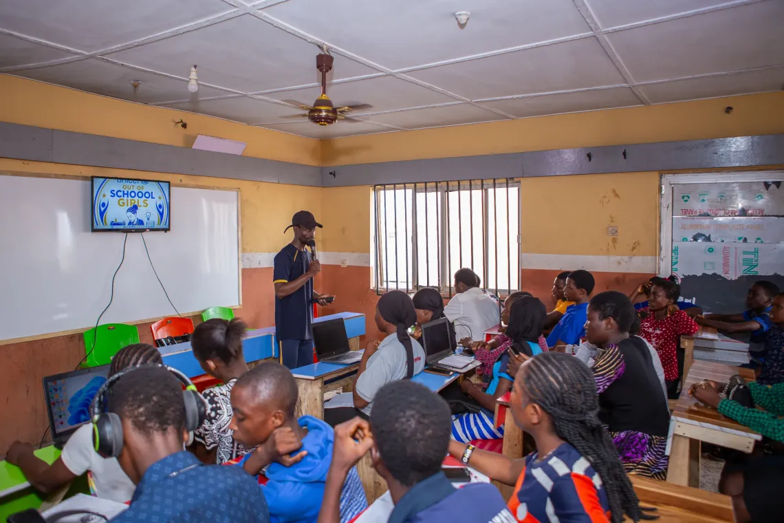 A classroom with students