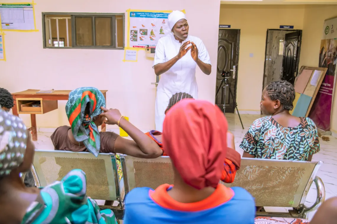 A health worker during an antenatal session