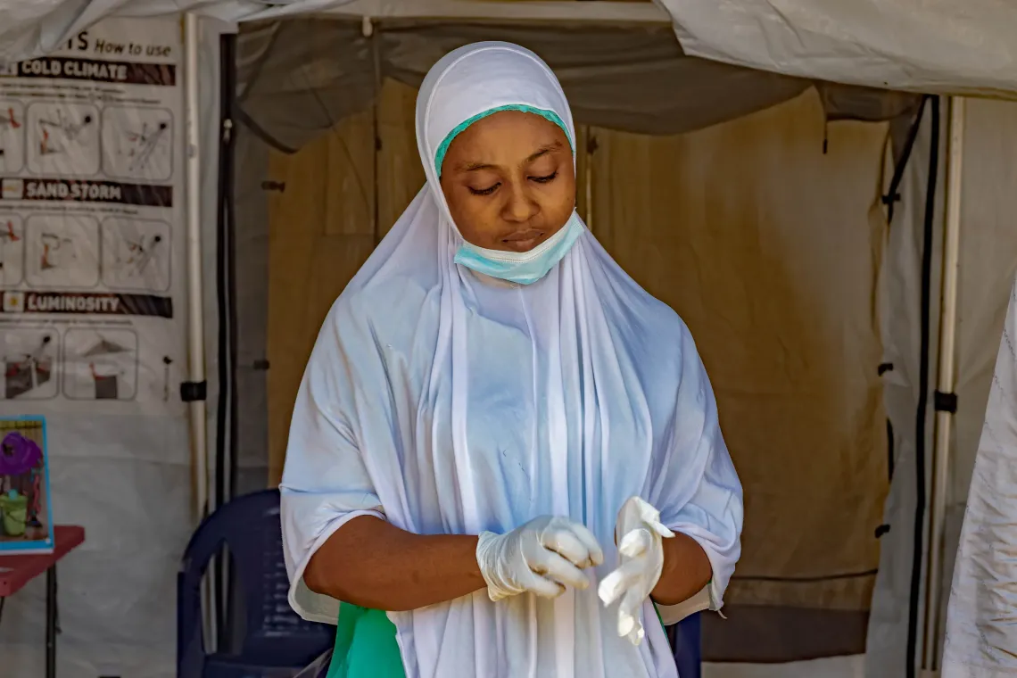 A health care worker working.