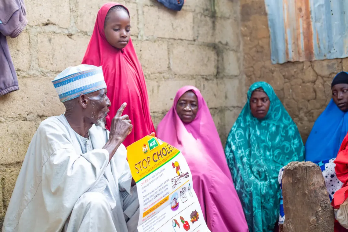 Sensitized by Fathers for Good health, Umar shares the Knowledge about staying safe from cholera in his household.