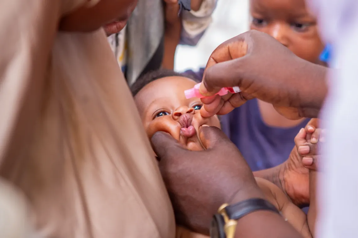 A baby getting vaccinated