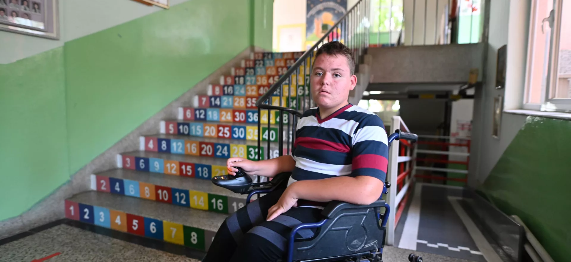 Zivko independently learns side by side with his peers at the primary school "Risto Shuklev" v. Negorci. thanks to the resourcefulness of the school to find solutions to improve accessibility