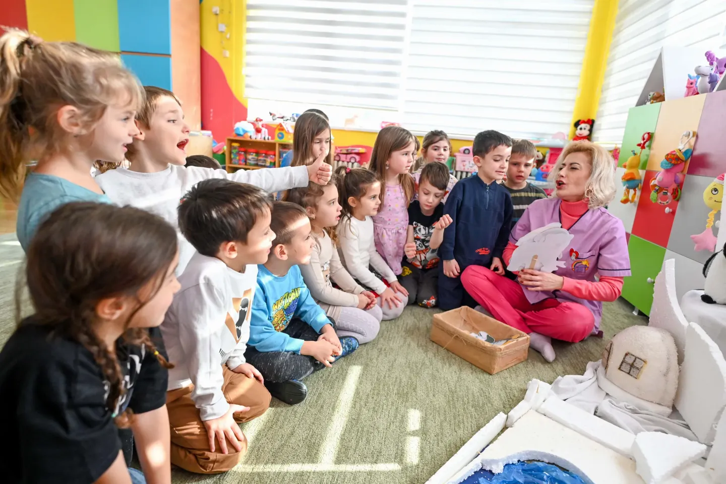 Group of pre-school children in kindergarden
