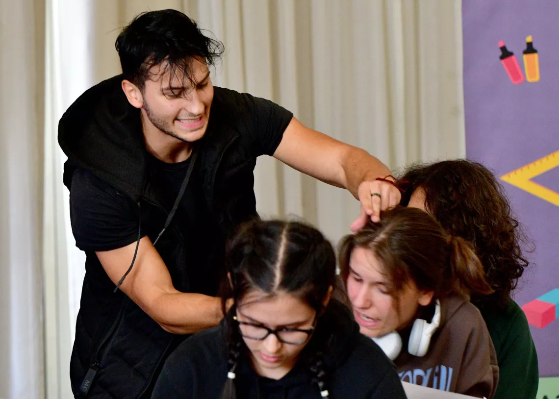 Playing school bully in the forum theatar performance as part of UNICEF initiative Youth Advocates for Justice for Children. 