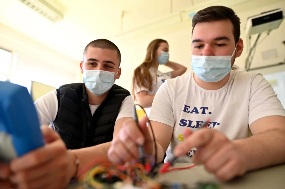 Leonid and Petar during extracurricular activities our of which the solar bench idea was born