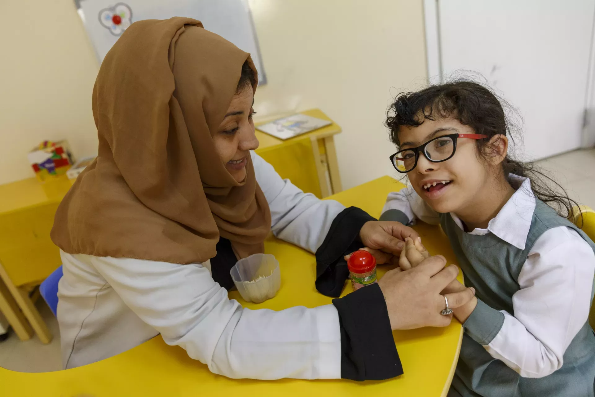 Disabled girl at school