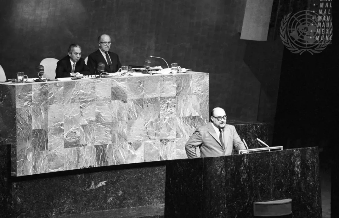 Sayyid Tariq bin Taimur Al Said, Prime Minister and Minister for Foreign Affairs of Oman, addressing the Assembly on the day of Oman's admission as 131st Member State