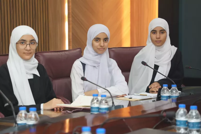 A part of the panel discussion with students on the occasion of World Children's Day