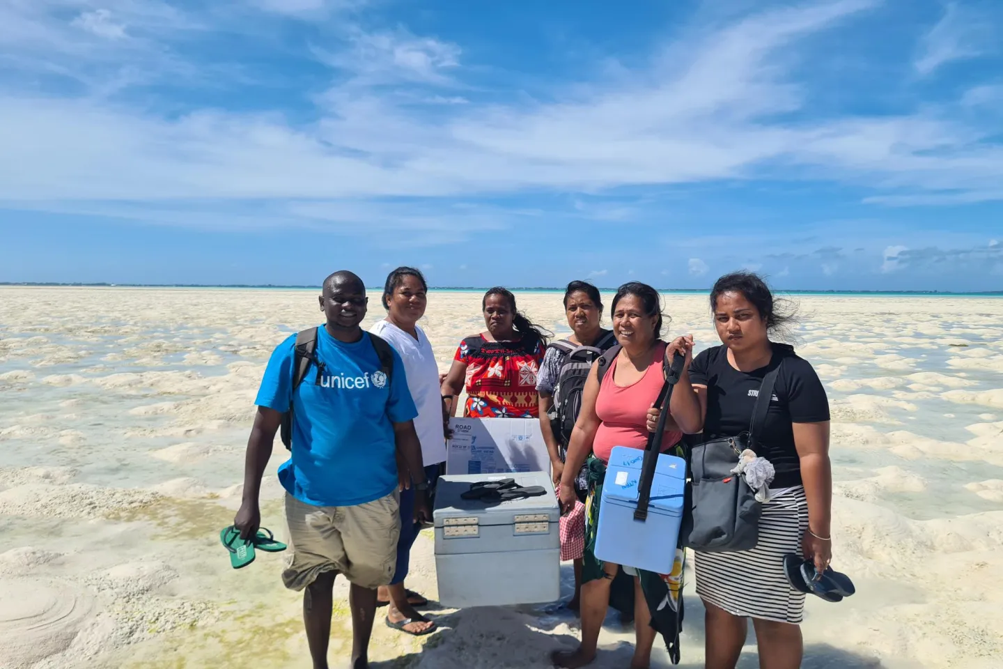 Ibrahim, along with the Ministry of Health and Medical Services staff, need to walk for more than an hour during low tide before getting onto the boat and walk for more than three hours to the island.