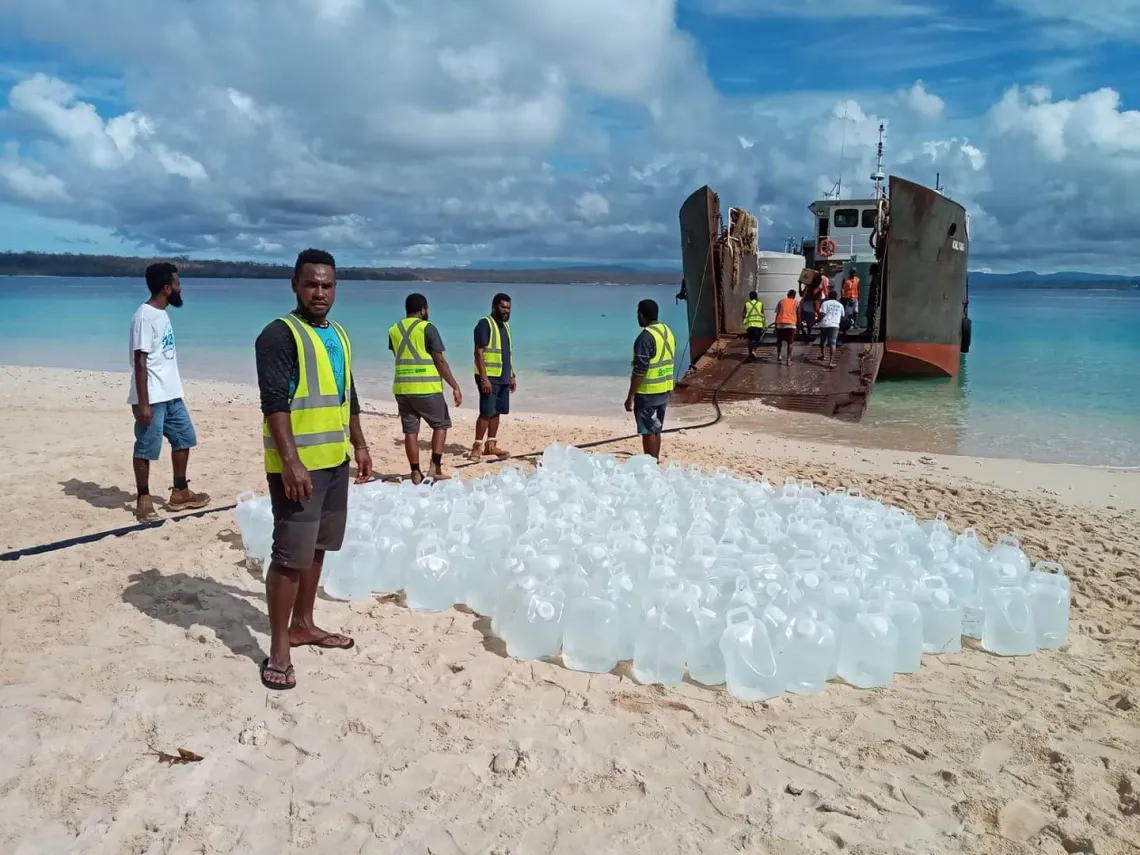 UNICEF, working together with the Department of Water Resources-Vanuatu to deliver emergency clean water to communities in affected islands.