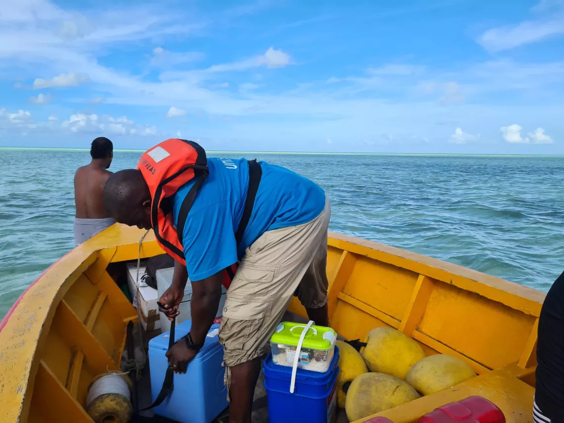 Ibrahim travels to the outer islands in Kiribati.