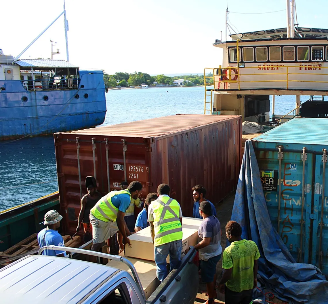 UNICEF supplies on their way to cyclone affected islands.