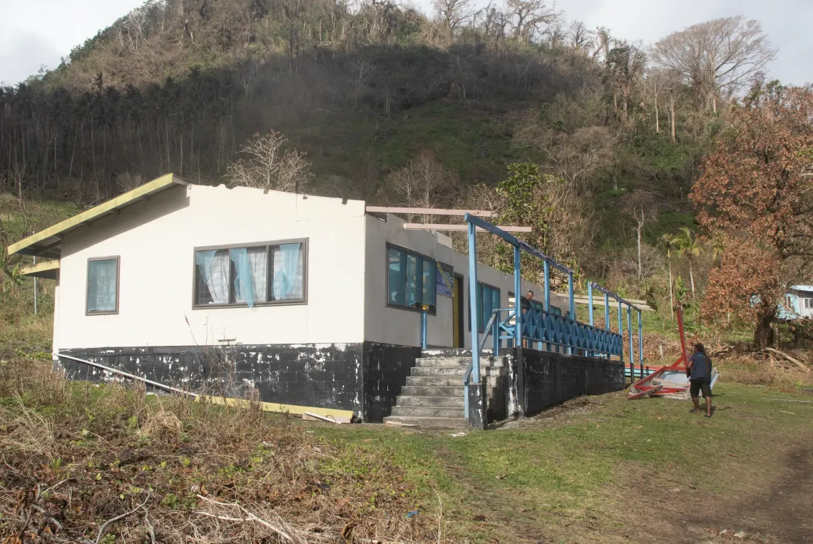 The Tumbi Rural Health Centre at Lengana in Western Province suffered severe damage during Tropical Cyclone Maila, with roofs torn away and medical supplies exposed. Despite the destruction, health workers continue reaching communities to provide essential care for women and children. 