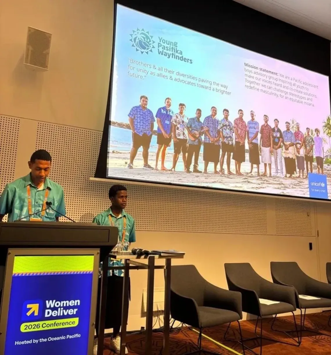 John and Walter highlight the Young Pasifika Wayfinders at the Women Deliver Conference.