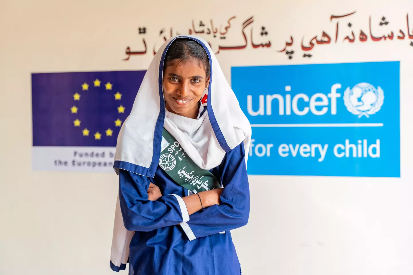 Shaista Mallah (13) is a Grade 6 student. She stands proudly as a flood survivor and General Secretary of the Youth Club in Girls School Jeand Lashari, Dadu. 