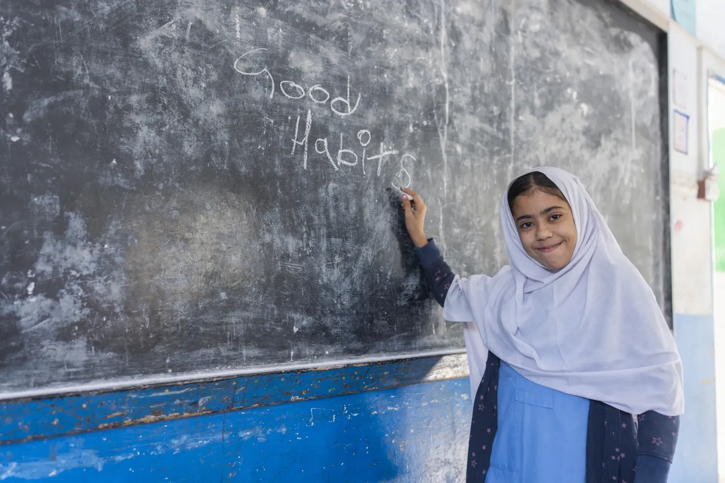 13-year-old Sonia in Government Girls Higher Secondary School, Hub, Balochistan.
