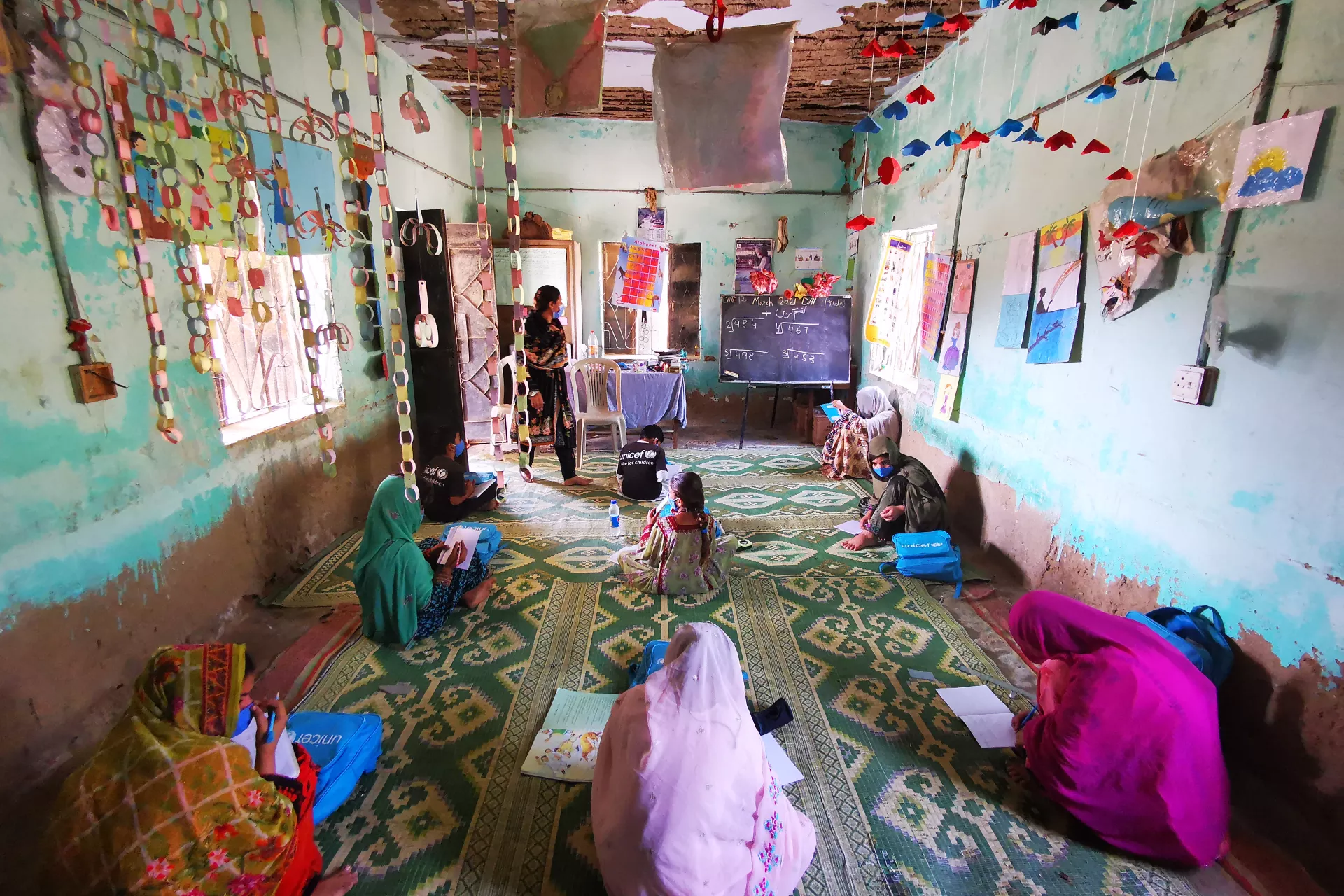 Most students at Abdur Rehman Goth NFBEC in Kemari are girls.
