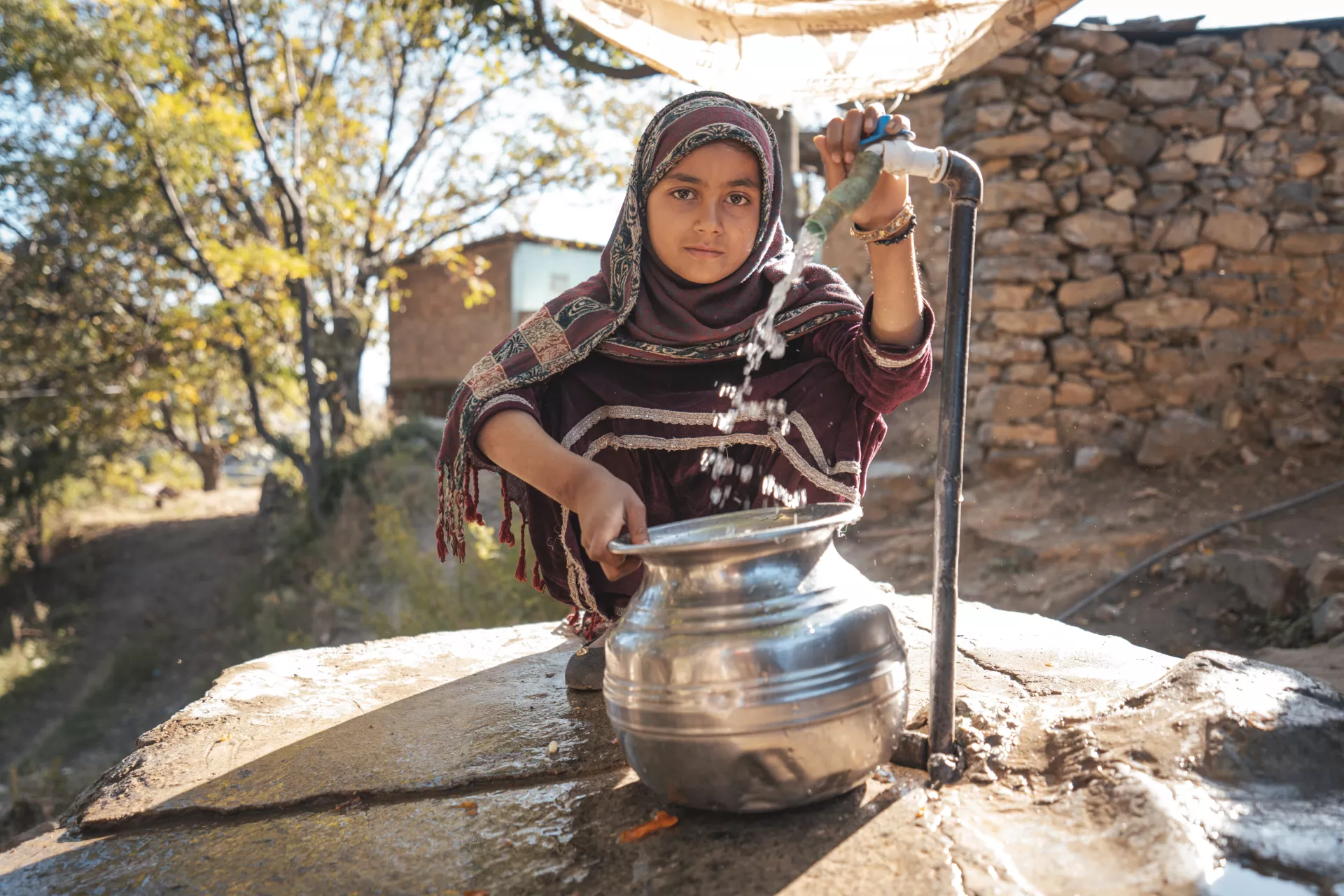 Reshma fills water