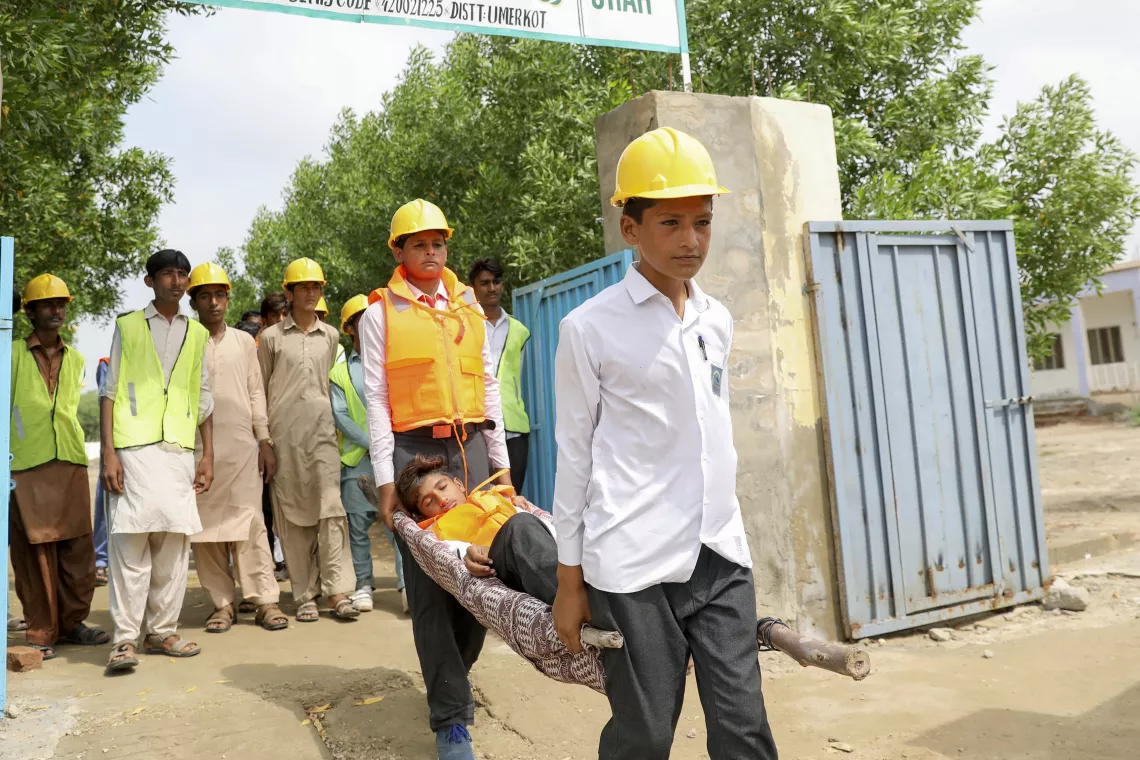 Kailash participates in an emergency management drill at school