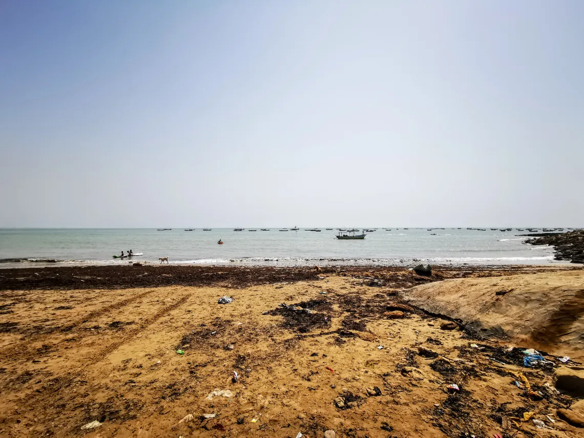 The community of Abdur Rehman Goth sits right at the sea where they take their fishing boats out.
