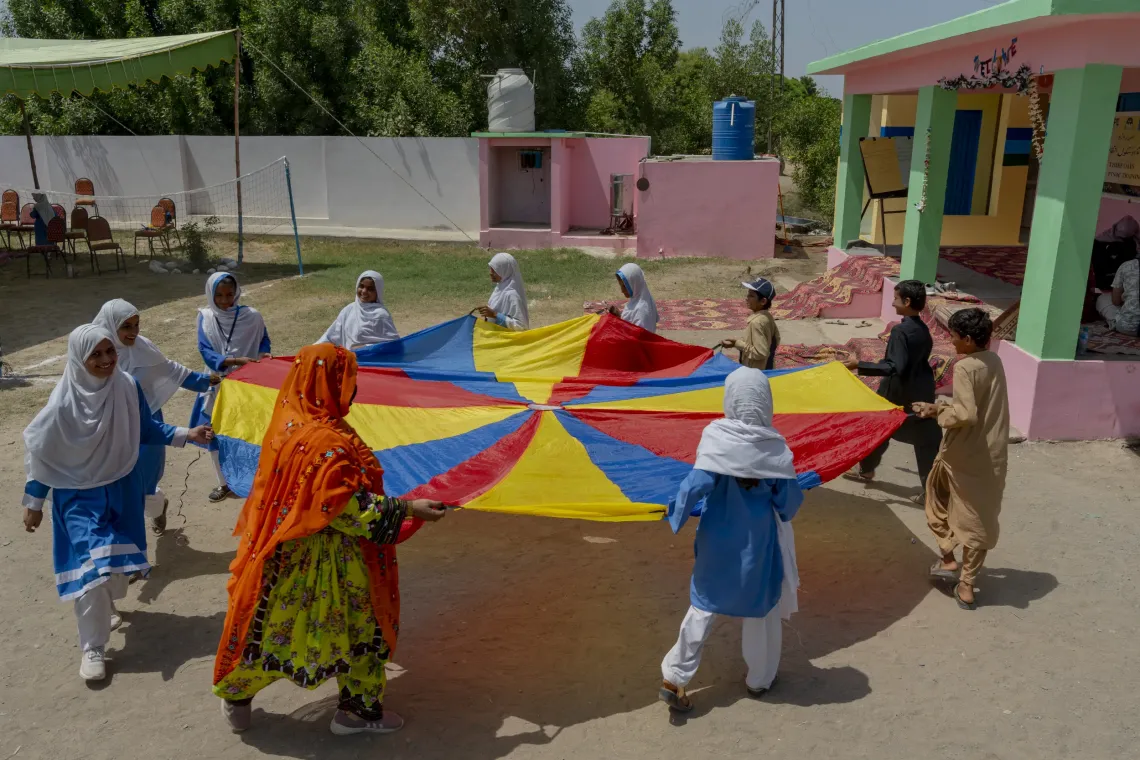 Girls playing at the school.