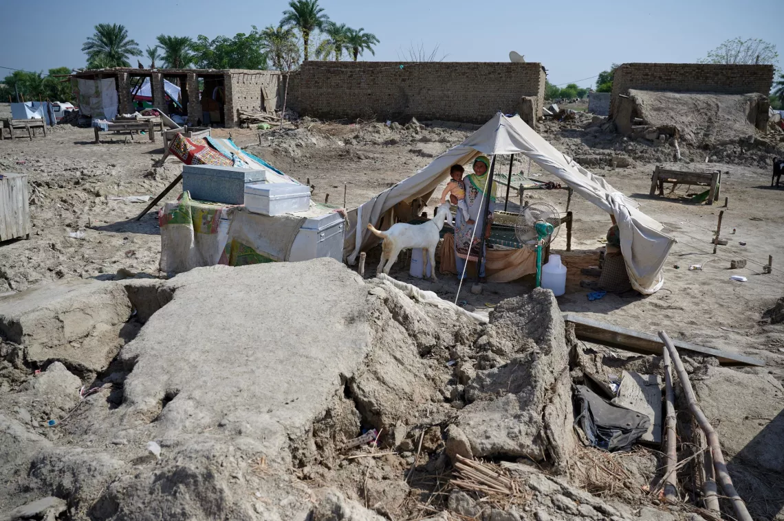 View of a flood affected area in Rajanpur