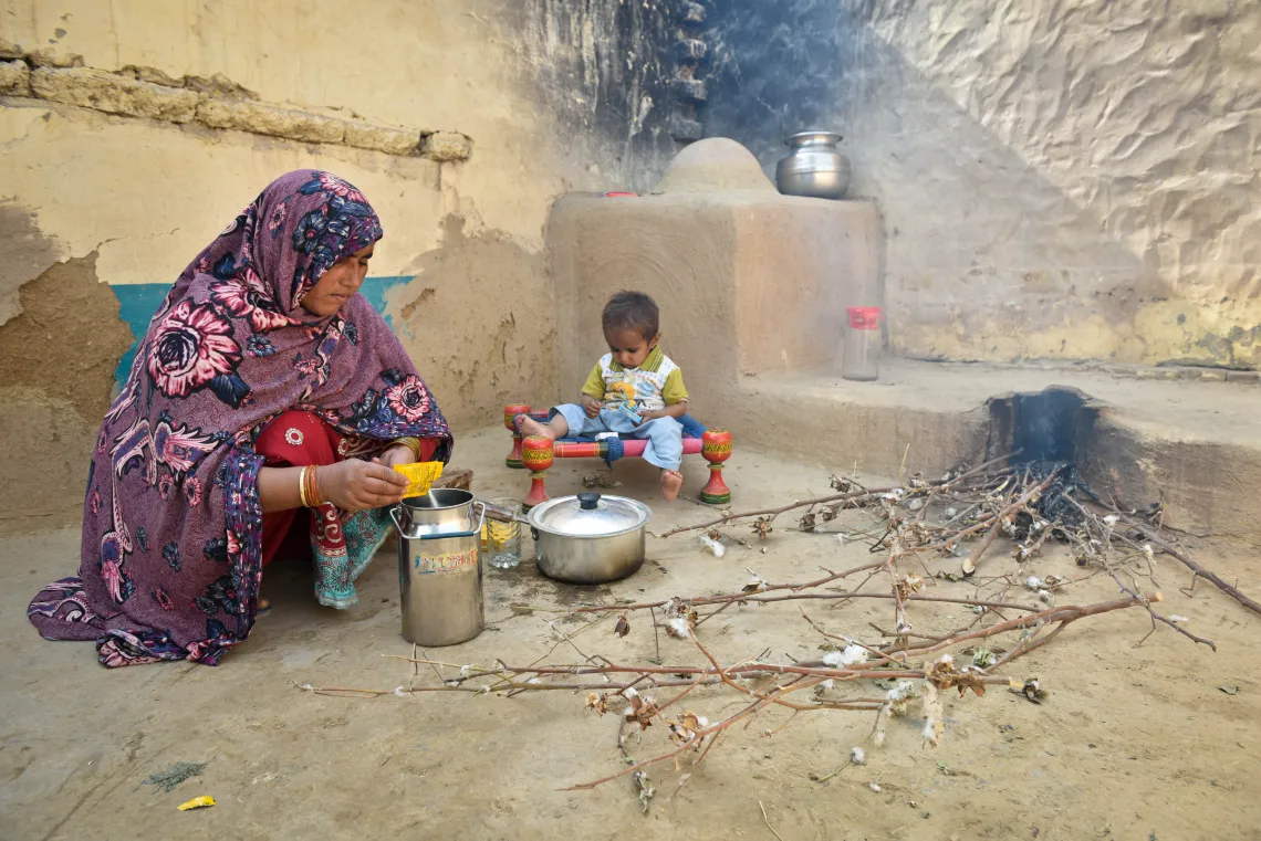 Kausar treating her one year old son for diarrhea