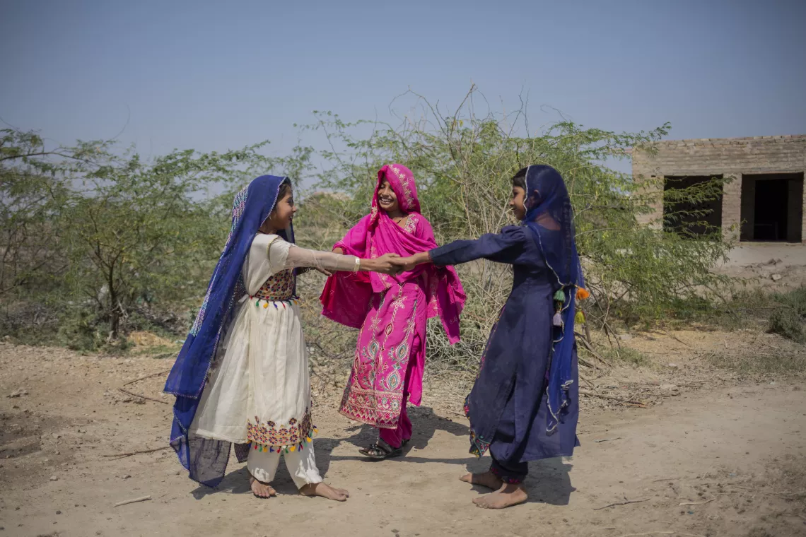 Farzana enjoys being back at school and playing with her friends.  