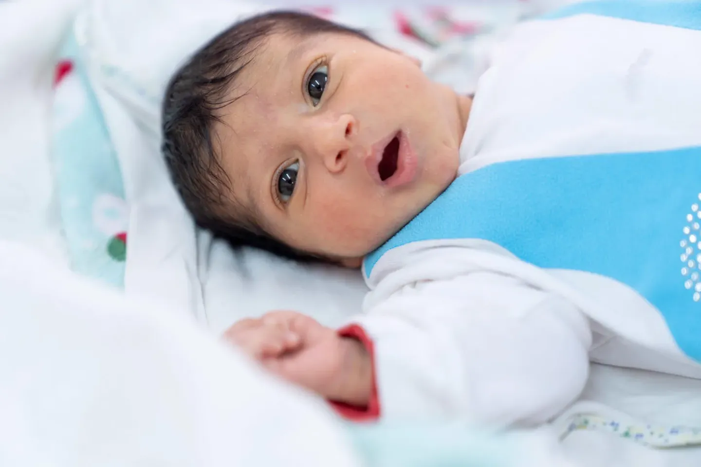 Ayman, 11 days old, receives his vaccinations in one of the UNICEF-supported health clinics in Azraq Refugee Camp in Jordan